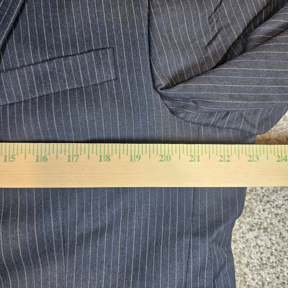 Lauren Ralph Lauren Mens 44L Pinstripe Wool Blazer Navy Blue Made in Canada 44L